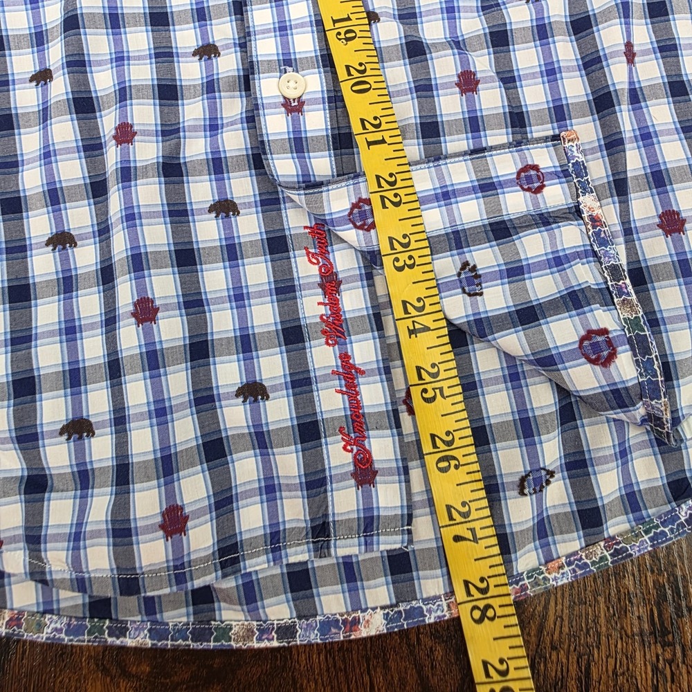 Robert Graham Long Sleeve Button Up Classic Fit Blue Plaid Bears Chairs‎ Mens M - Picture 8 of 8